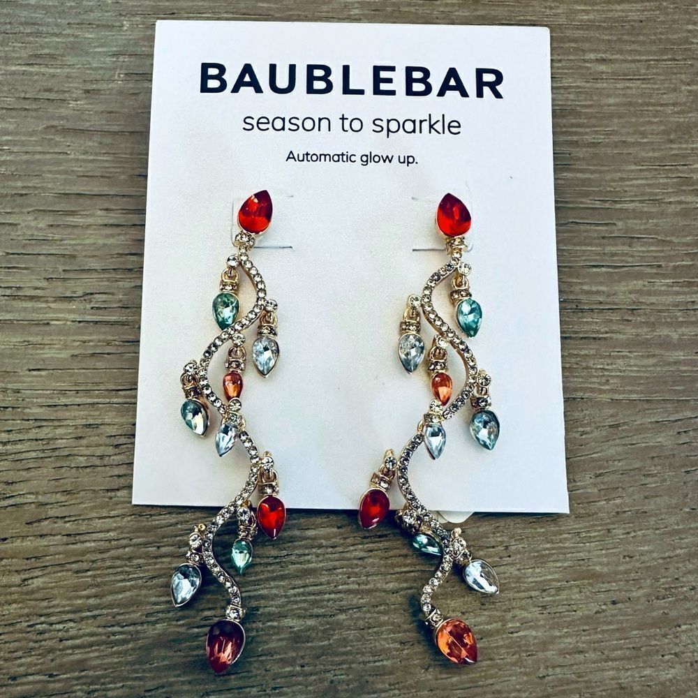 Baublebar Christmas Lights Crystal Gold Holiday Earrings